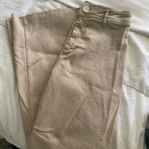 Zara sailor jeans pants, beige, size 4